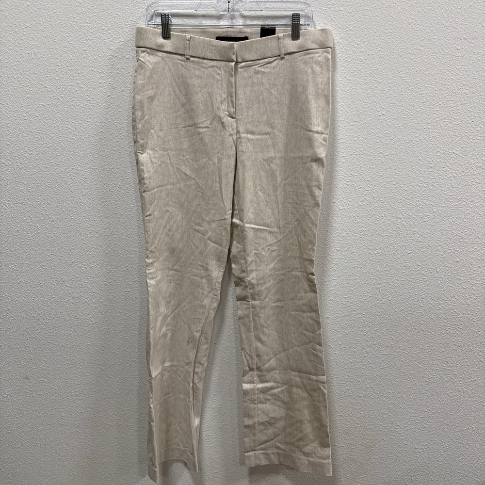 Amanda + Chelsea Beige‎ Straight Leg Linen Blend Modern Trouser Pants 10 NWT